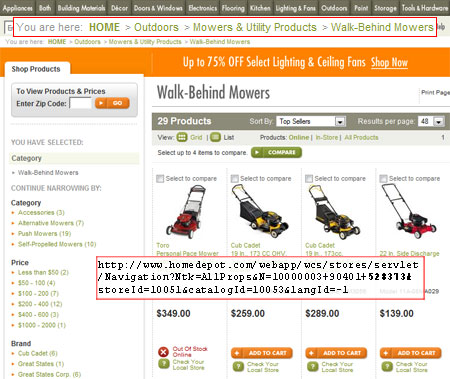 Home Depot Duplicate Categories