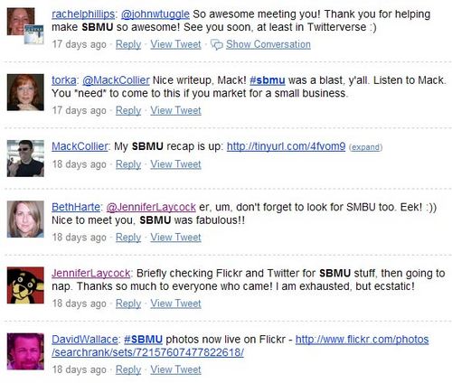 Shot of sbmu searches on Twitter