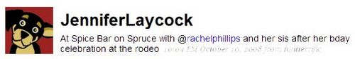 screen shot of tweet about Rachel